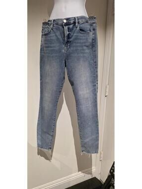 Frame - Straight Jeans Women Light Blue Raw Hem Denim Size 33